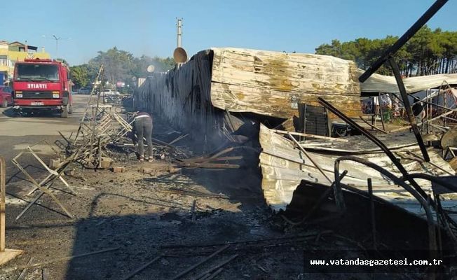 ERİKLİ SAHİLİNDE KORKUTAN YANGIN